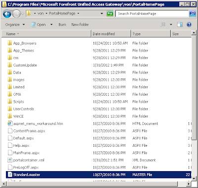 UAG 2010 Customization Folders