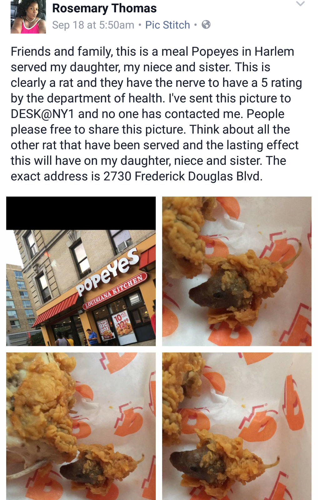 Put You On Blast POPEYES CHICKEN SERVES RAT HEAD?!