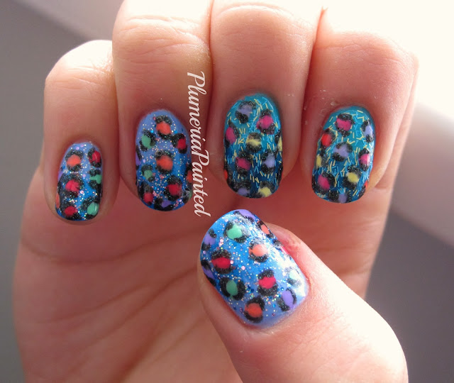 PlumeriaPainted: Blue + Teal Leopard + Rainbow Cookie Spots