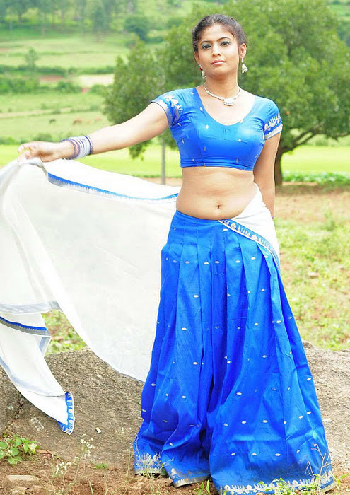 Sexy Actress Gallery Saira Banu Hot Blue Half Saree Gallery
