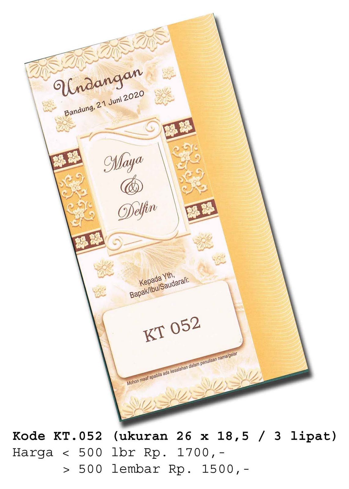 Ukuran Kartu Undangan Lipat three