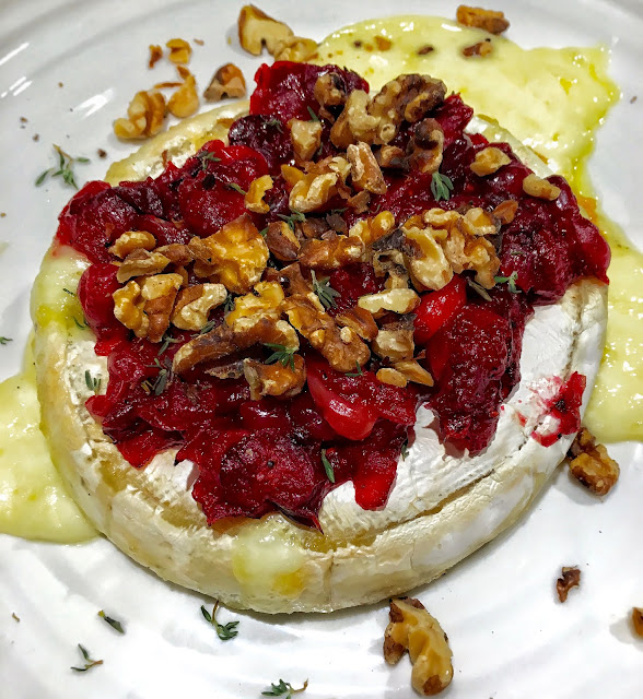 Three Little Figs Baked Brie with Cranberry and Caramelized Onion Jam