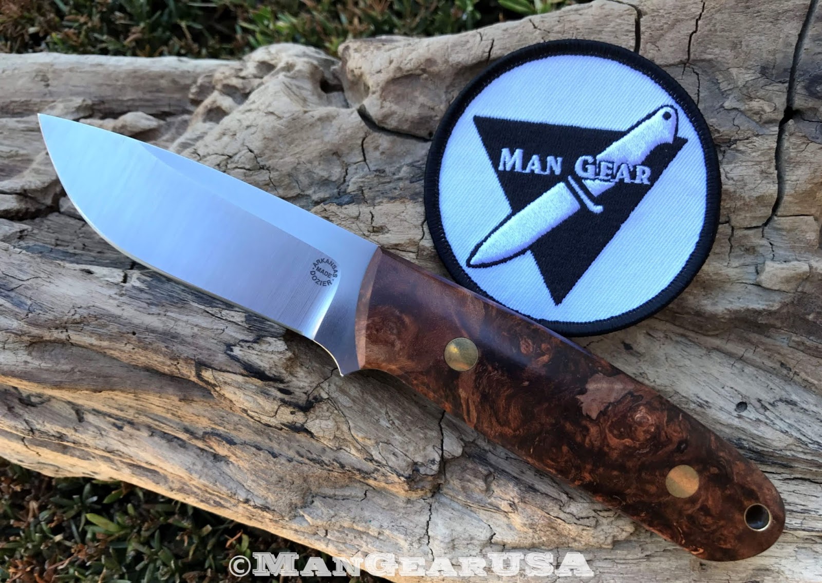 Man Gear Bob Dozier Knives KS1 Master Skinner, Maple Burl