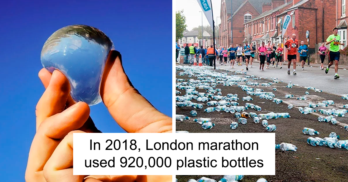 London Marathon Replaced Water Bottles With Biodegradable And Edible Water Pouches