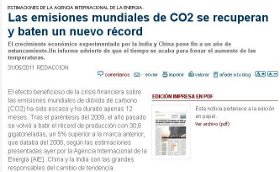 LAS EMISIONES MUNDIALES DE CO2 BATEN UN NUEVO RÉCORD.