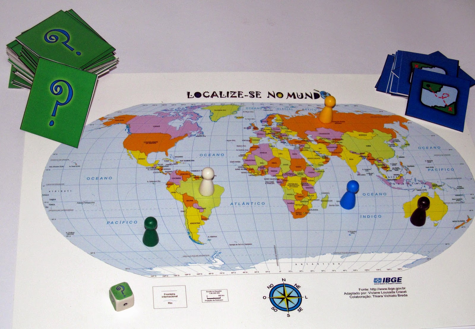 Jogo de Tabuleiro Localize-Se No Mundo-Cartas de Perguntas
