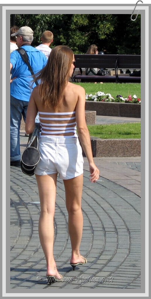 Cool Moscow Girl In White Shorts