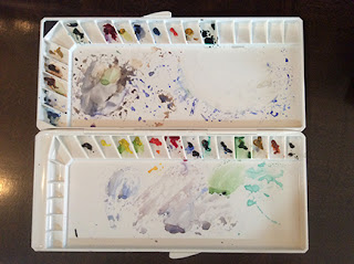 water colour palette as used by Manju Panchal