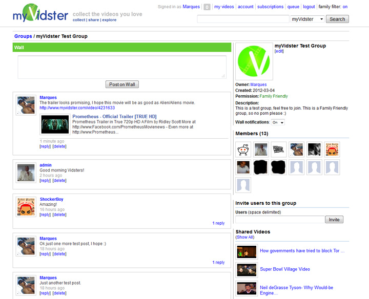 New Feature: myVidster Group Pages! 