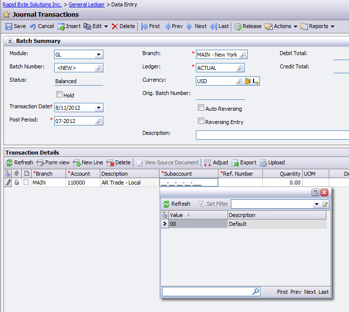 Acumatica Singapore: Account specific Cost Center access.