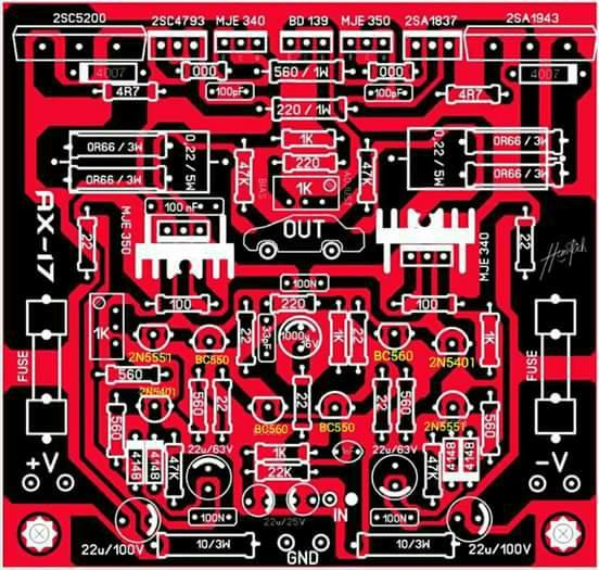 Apex Amplifier Circuit Diagram : Layout Pcb Power Amplifier Apex - PCB