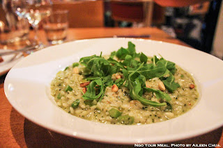 Risotto, Green Beans, Basil Pesto, and Pine Nuts at Le Garage Risotto, Green Beans, Basil Pesto, and Pine Nuts at Le Garage