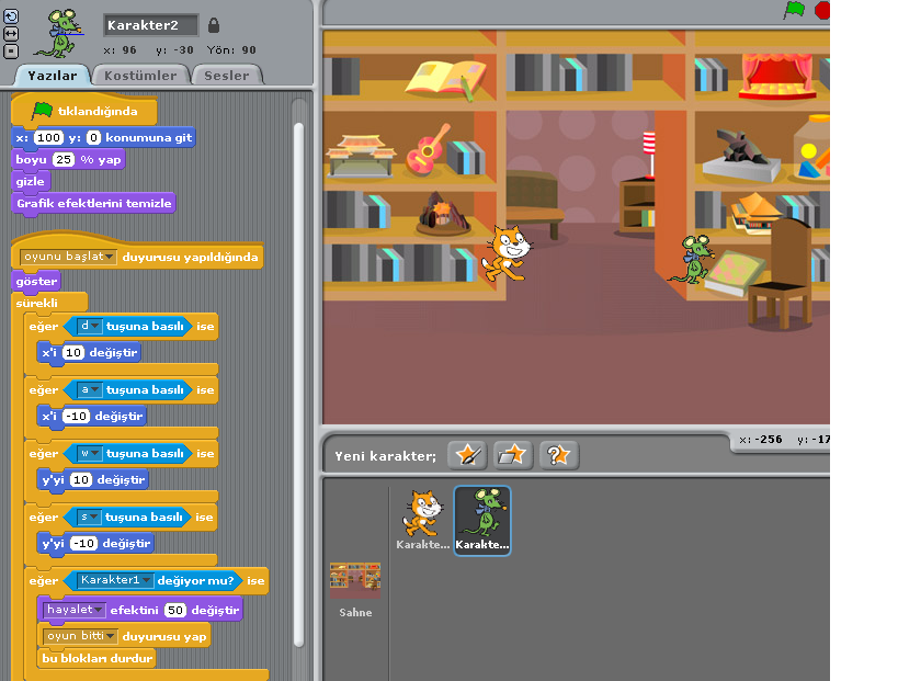 gökhan sarıteke KEDİ FARE KOVALAMA OYUNU SCRATCH ÇALIŞMALARI