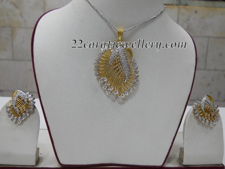 Light Weight Cz Pendants with Earrings Jewellery Designs