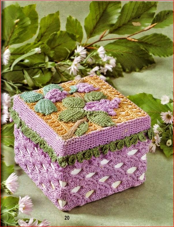 Caja decorada con crochet irlandés