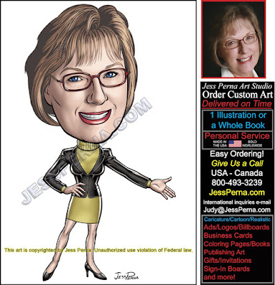 Real Estate Agent Jacket and Skirt Caricature Ads