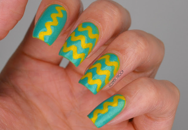 Essie Yellow and Green Taping Nail Art