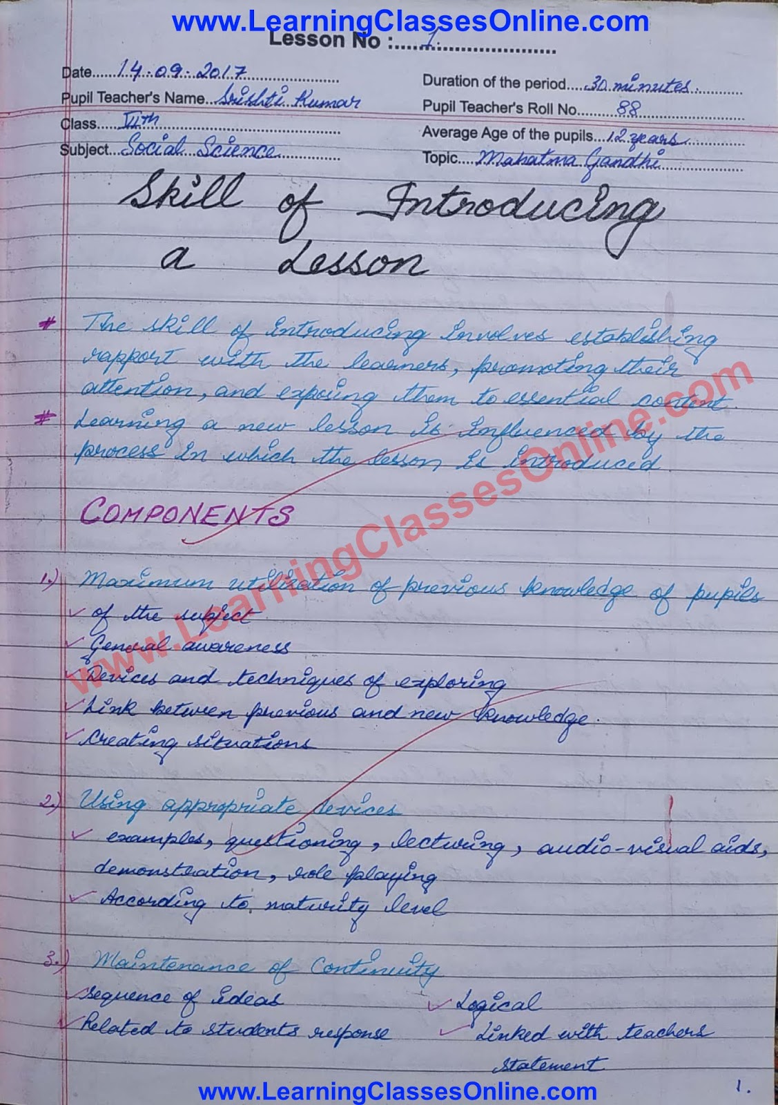 Microteaching Social Science Lesson Plan