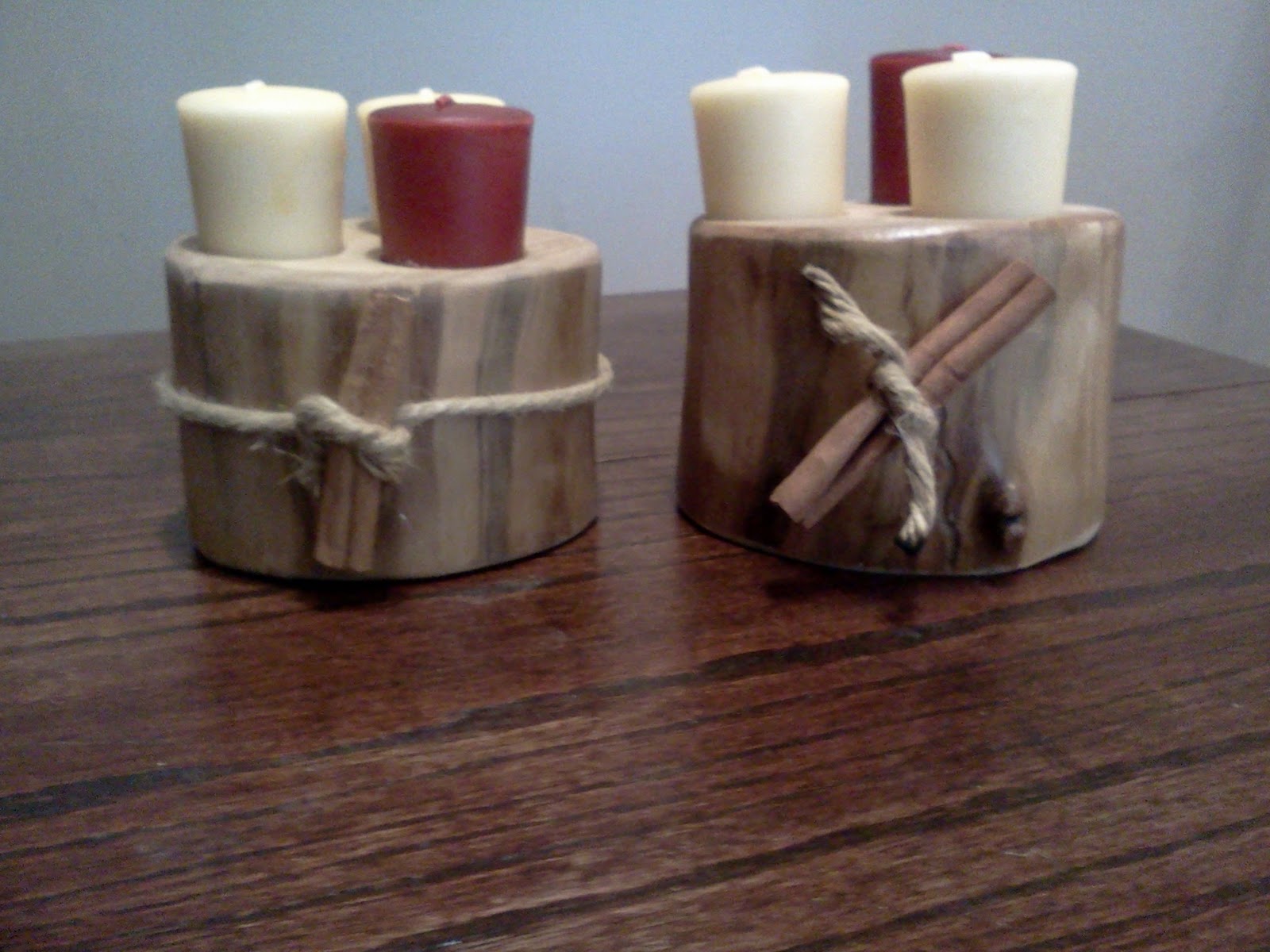 Handmade Rustic & Log Furniture Holiday Candle Holders