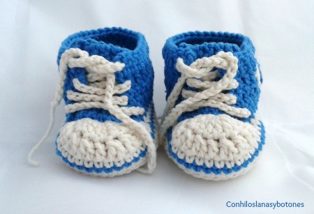 Conhiloslanasybotones - zapatillas tipo converse de ganchillo para bebé