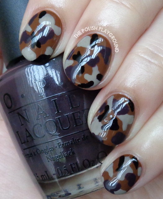 Neutral Colored Camouflage Nail Art
