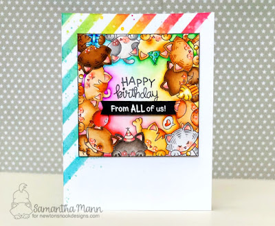 Happy Birthday from All of Us Card by Samantha Mann, Newton's Nook Designs, Birthday, cats, block party, #handmade cards, #inkblending #newtonsnook