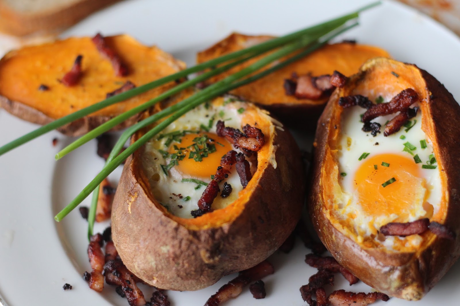 Breakfast Sweet Potatoes Eggs Baked in Sweet Potatoes with Cheese