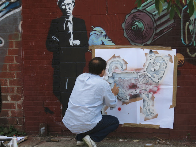 French Stencil Artist Blek Le Rat New Street Piece In Brooklyn, New York City. 8