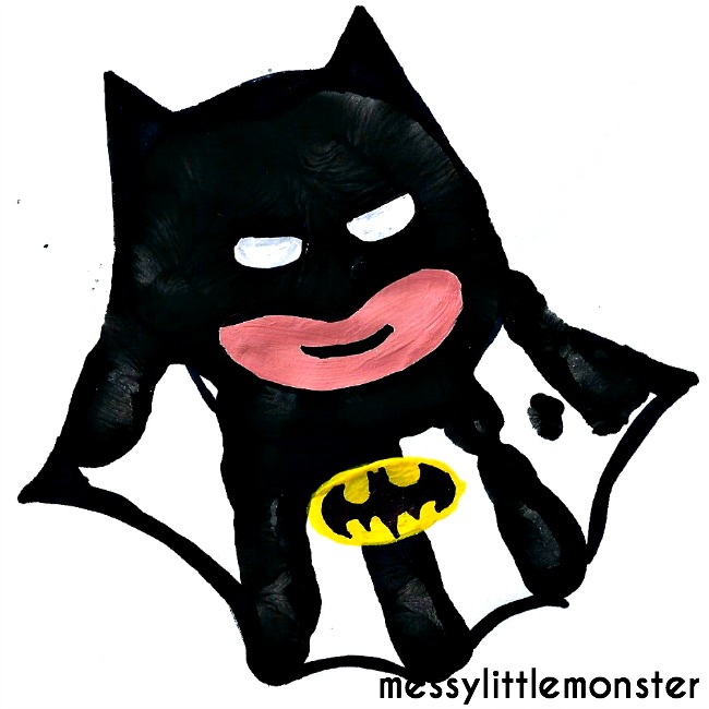 Batman superhero handprint craft idea for kids