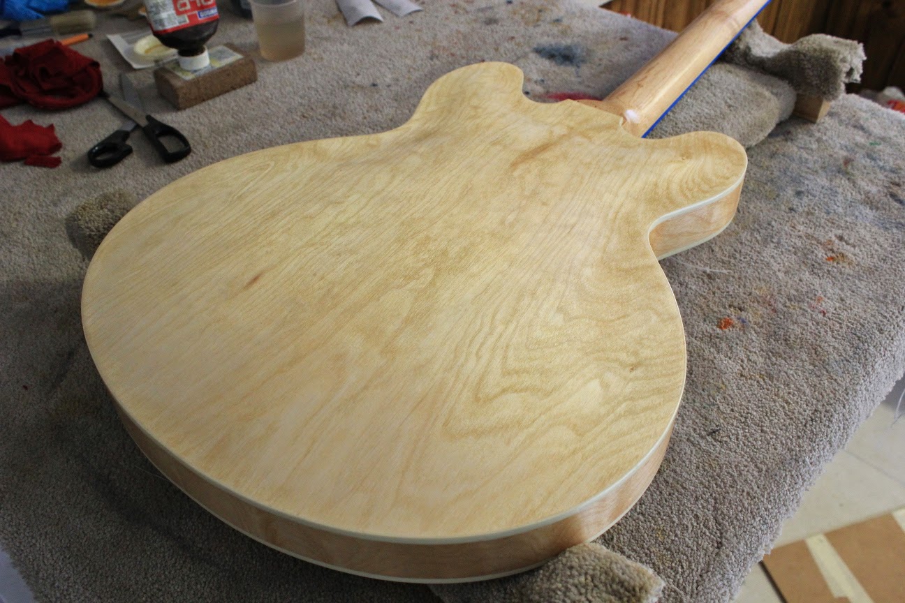 Guitar Kit Builder Burley 335 TruOil on the Neck