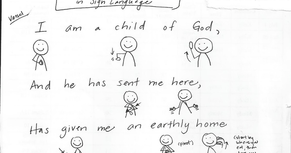 I Am A Child Of God Sign Language Chart