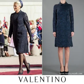 Crown Princess Mette-Marit wore Valentino Lace Coat-Dress