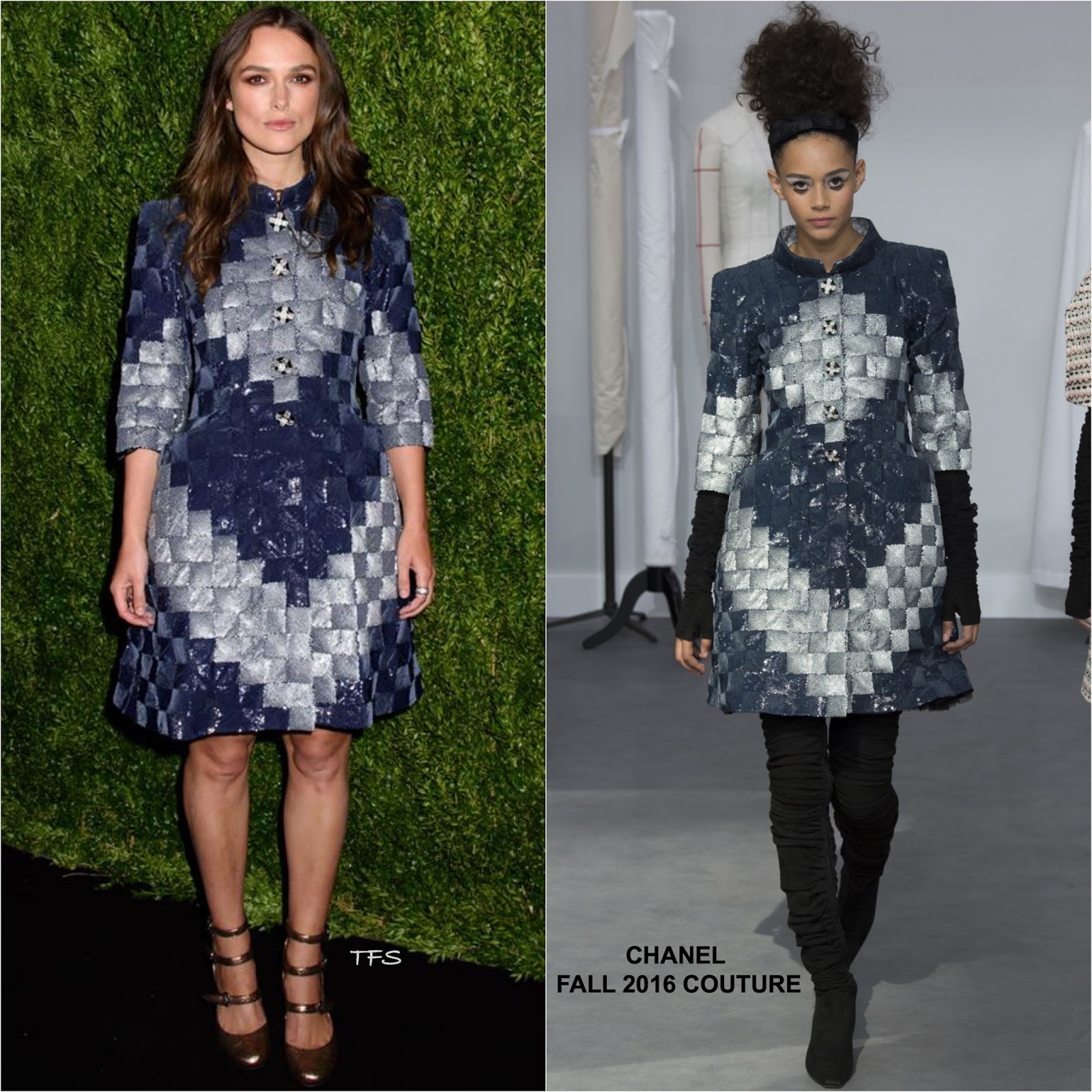 Keira Knightley in Chanel at the Chanel Fine Jewelry Dinner in her