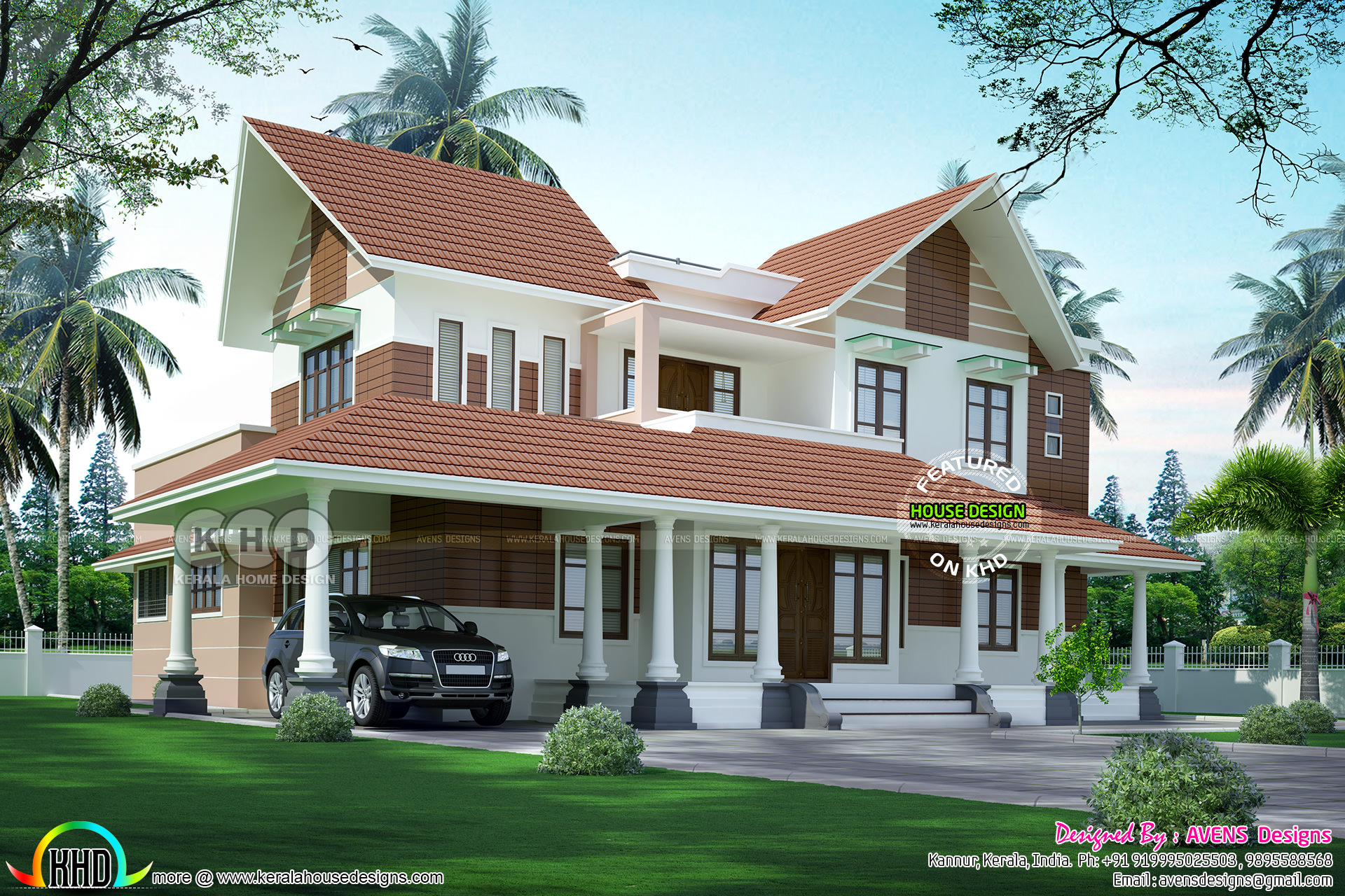 Modern sloping roof 4 bedroom home 2900 sqft Kerala Home Design and Modern sloping roof 4 bedroom home 2900 sqft Kerala Home Design and