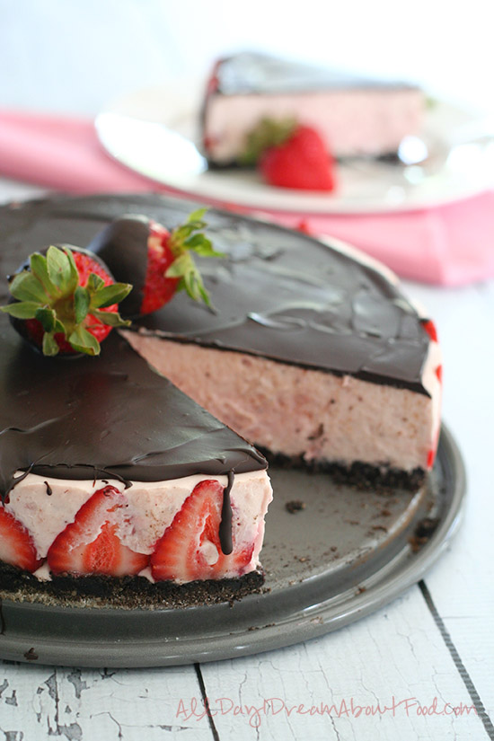 The Low Carb Diabetic No Bake Chocolate Covered Strawberry Cheesecake