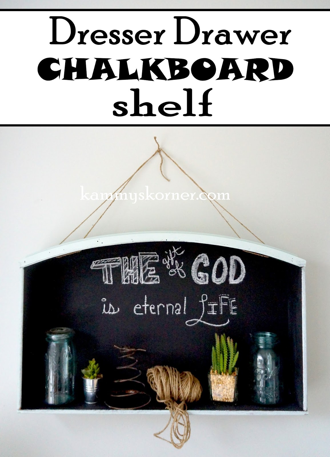 Kammy's Korner Dresser Drawer Chalkboard Shelf
