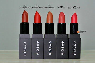 the five colors of G9Skin First Lipsticks by Yesnobabe Studio photographer Stepheny Siew