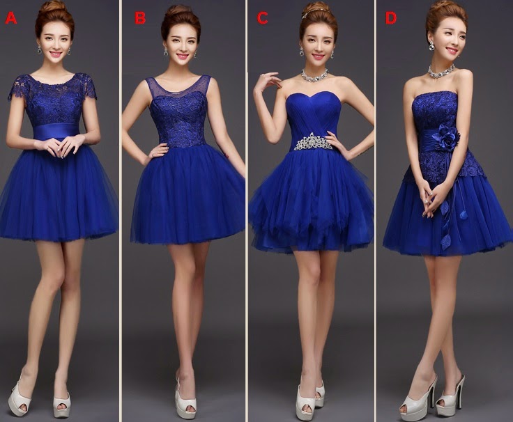 4-Design Royal Blue Fluffy Tutu Midi Bridesmaids Dress