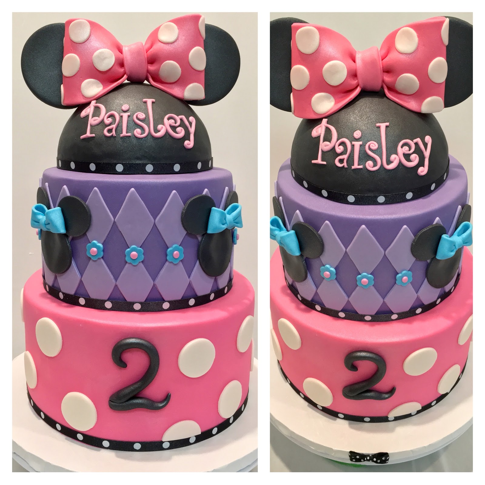 MyMoniCakes: Minnie Mouse cake with fondant ear topper and bow