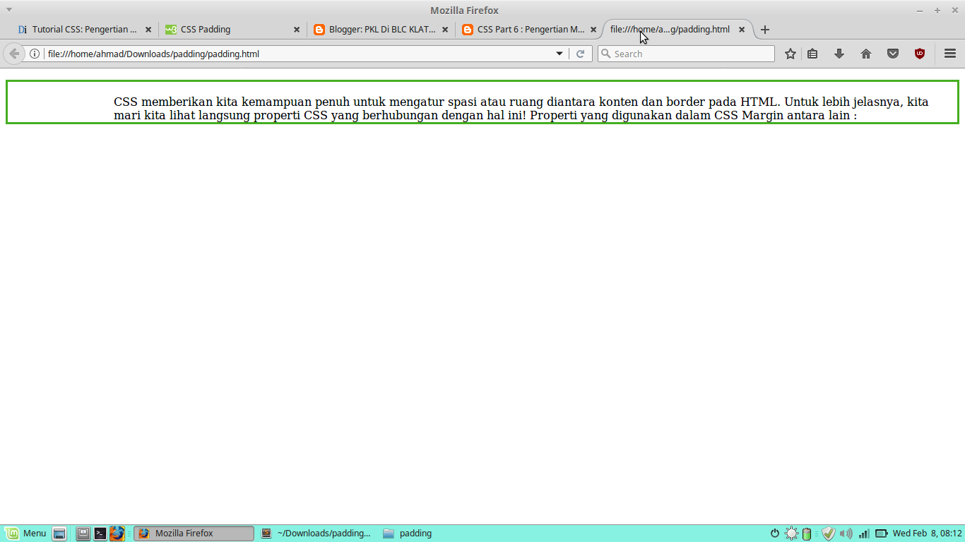 CSS Part 7 Pengertian padding dan cara penggunaannya
