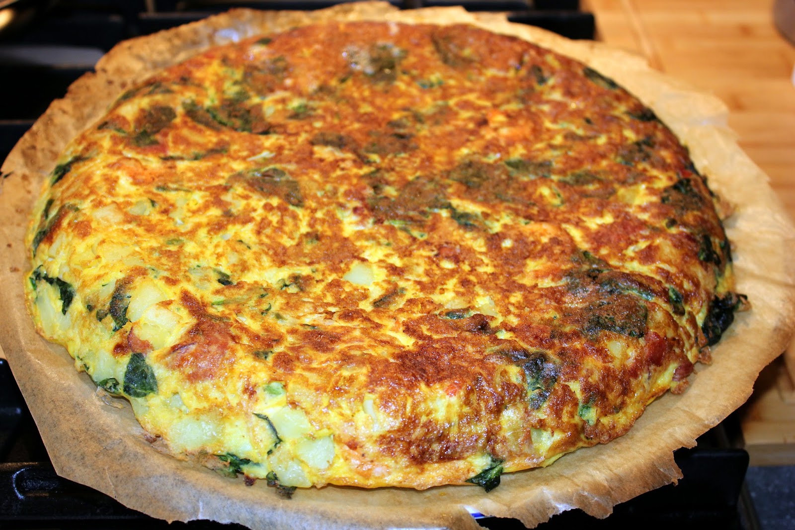 Mijn kookdagboek Tortilla met spinazie, garnalen en parmaham (glutenvrij)