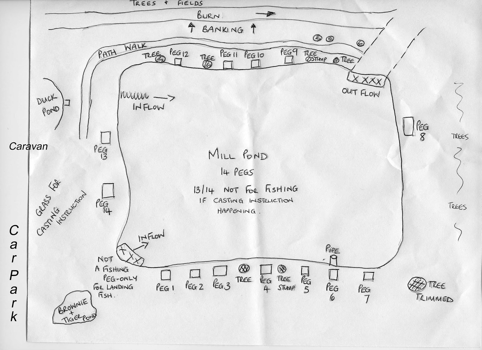 Swanswater Junior Angling Club Mill Pond layout