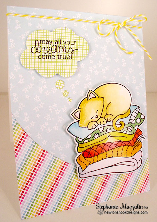 Dreaming Cat Card by Stephanie Muzzulin | Newton's Naptime Stamp set by Newton's Nook designs