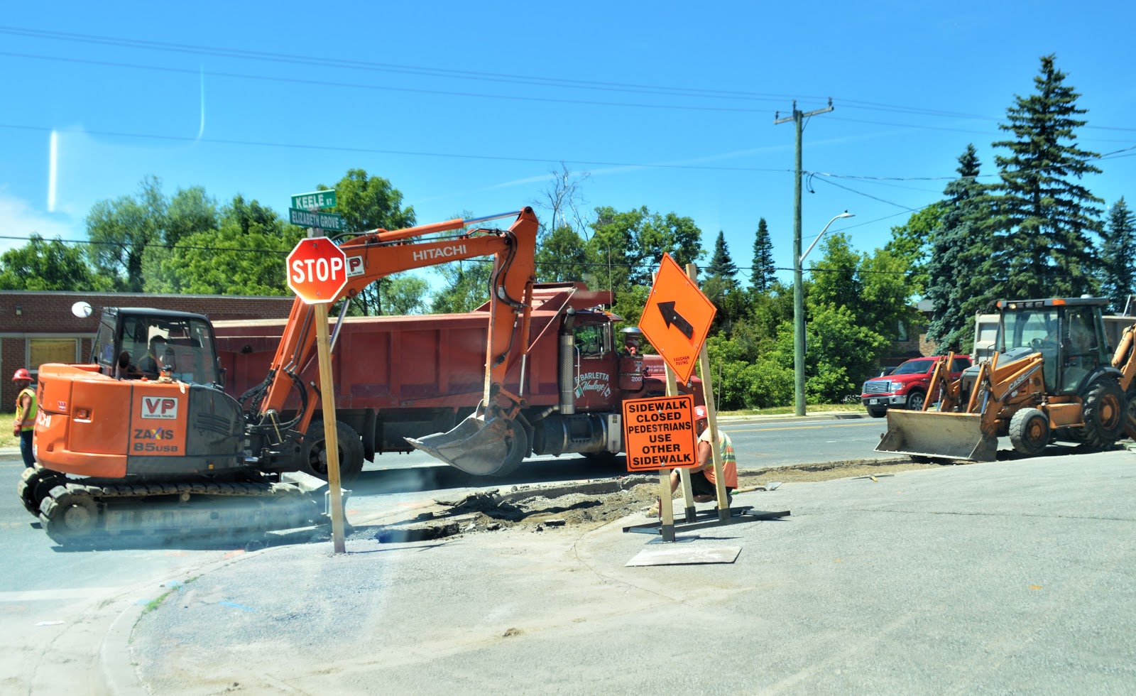 Camera on King & Aurora Keele Street sidewalks being replaced...