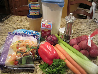 Ingredients for seafood chowder
