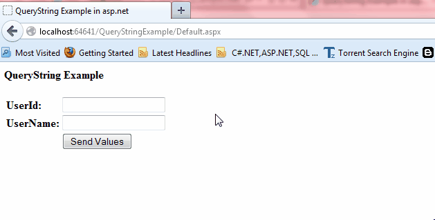 Asp.Net Query String to Send (Pass) Values from One Page to Another with example