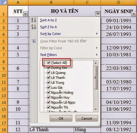 Các cách xóa dòng trống trong Excel 2003, 2007, 2010, 2013