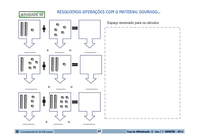 Trabalhando com Material Dourado. - Atividades de Matemática