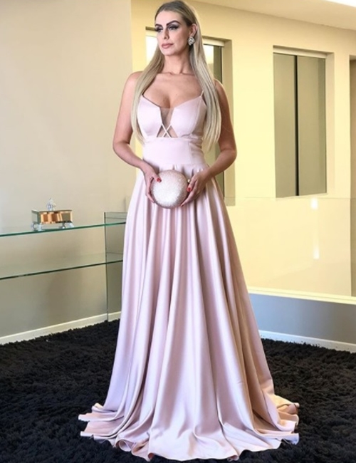 vestido de festa longo rosa