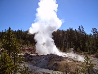 A geyser in Yellowstone National Public Park.